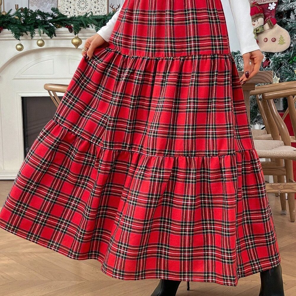 Multicolor Chic Women's Plaid Checkered Christmas Skirt - Picture 8 of 10